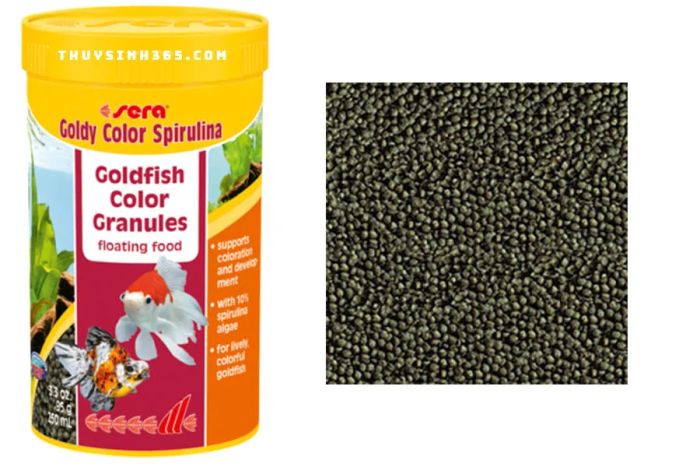 Hình ảnh thực tế Sera Goldy Color Spirulina - Thức ăn tăng màu cho cá vàng