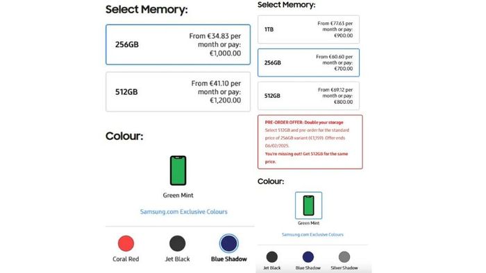 các phiên bản màu sắc dành cho Galaxy Z Fold 7 và Flip 7