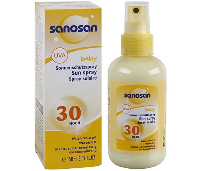 Hình ảnh thực tế xịt chống nắng Sanosan - Thiết kế an toàn cho bé
