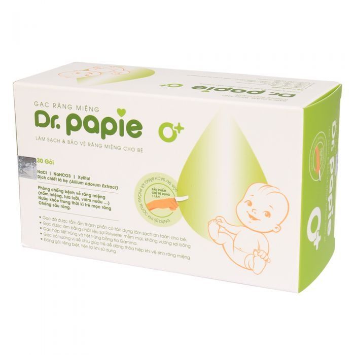 Hình ảnh thực tế gạc rơ lưỡi Dr.Papie 0m+ - thiết kế an toàn cho trẻ sơ sinh