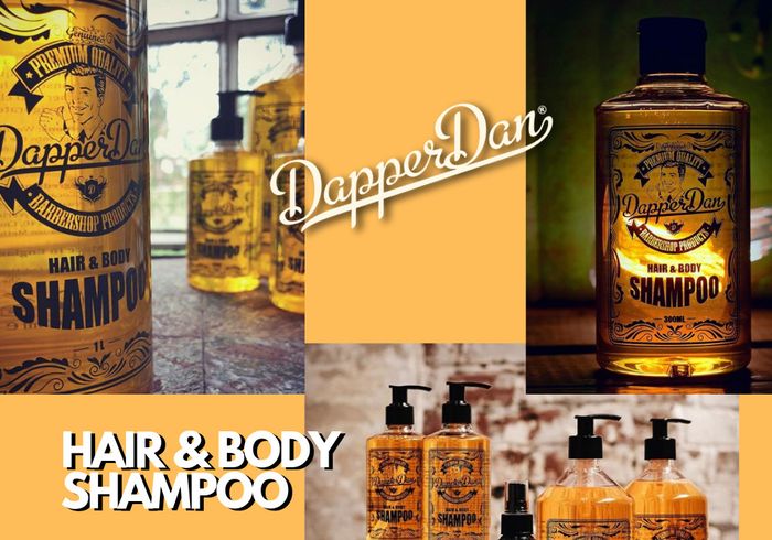 Dầu gội Dapper Dan Hair & Body Shampoo - hình ảnh thứ hai minh họa rõ nét kết cấu sản phẩm và hương thơm quyến rũ đặc trưng.