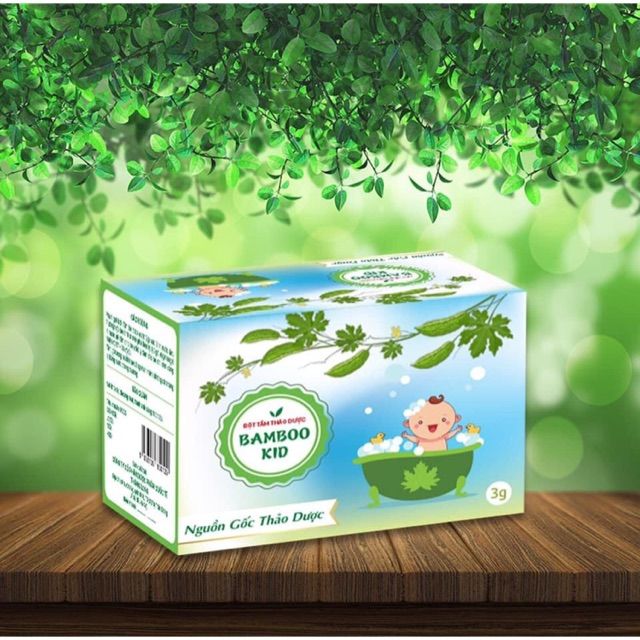 Hình ảnh chân thực bột tắm thảo dược Bamboo Kid