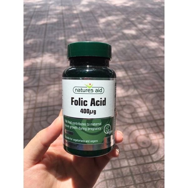 Hình ảnh thực tế viên uống Folic Acid Natures Aid 400 µg - góc nhìn cận cảnh