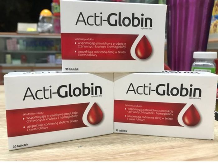Hình ảnh chi tiết viên uống Acti-Globin - bao bì chính hãng từ Ba Lan