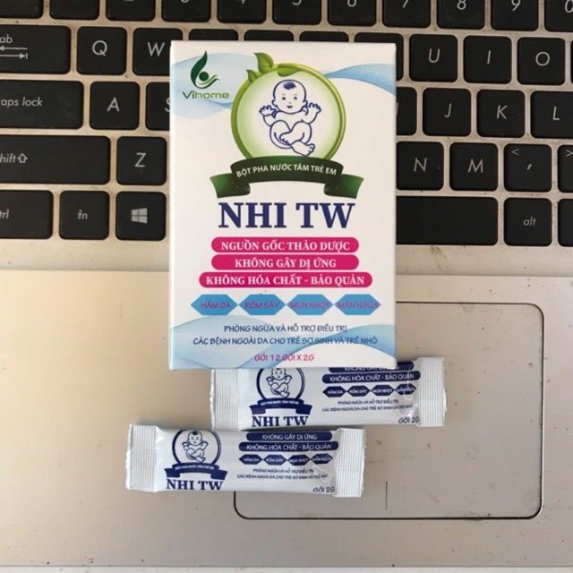 Hình ảnh thực tế bột tắm trẻ em Nhi TW phiên bản mới