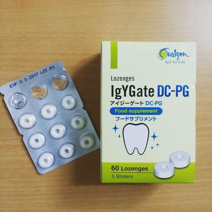 Hình ảnh thực tế viên ngậm IgYGate DC-PG - Công nghệ kháng thể Nhật Bản