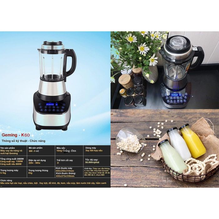 Hình ảnh chân thực Máy Làm Sữa Hạt Geming GM-K60 - Thiết kế sang trọng