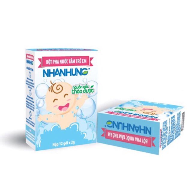 Hình ảnh thực tế bột tắm trẻ em Nhân Hưng phiên bản mới