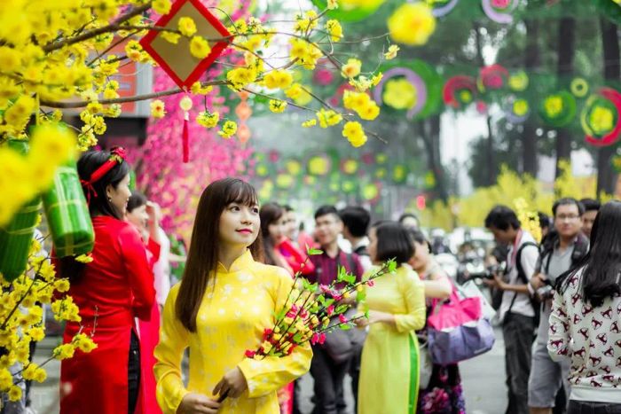 Không gian rực rỡ chợ hoa ngày Tết (Nguồn: internet)