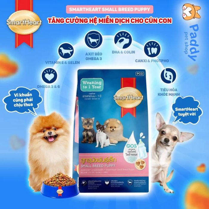 Ảnh minh họa thức ăn Smartheart Small Breed Puppy cho chó con giống nhỏ (ảnh 1)