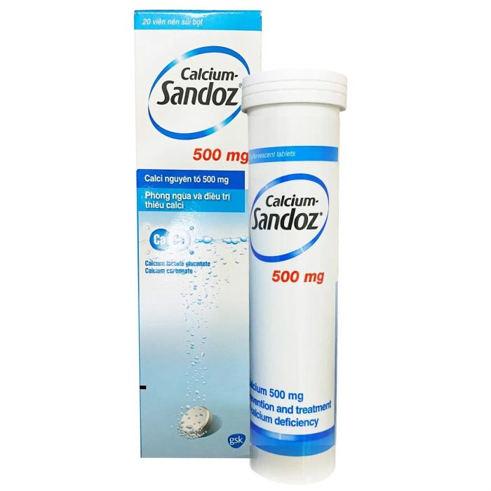 Hình ảnh thực tế viên sủi Calcium Sandoz 500mg dạng tuýp