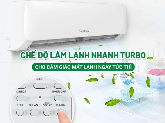 Điều hòa Nagakawa NIS-C24R2T31 được tích hợp chế độ làm lạnh nhanh Turbo