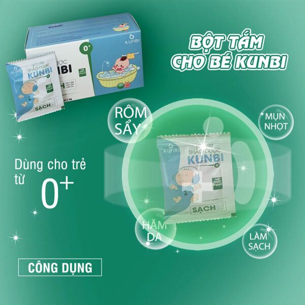 Hình ảnh thực tế bột tắm Kunbi - Người bạn đồng hành của mẹ và bé