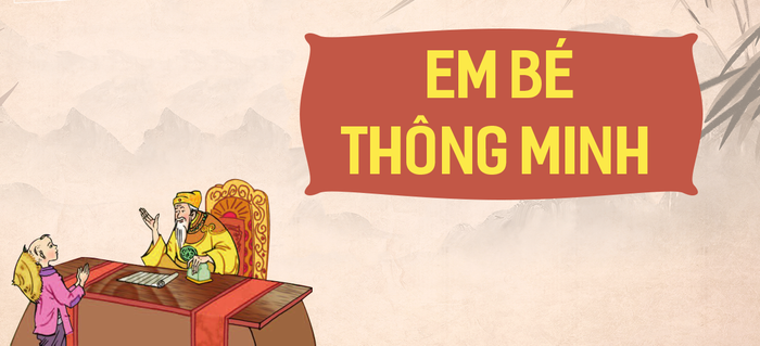 <i>Bức họa minh họa: Khoảnh khắc em bé thông minh giải đố cùng viên quan (Nguồn: Di sản văn hóa dân gian)</i>
