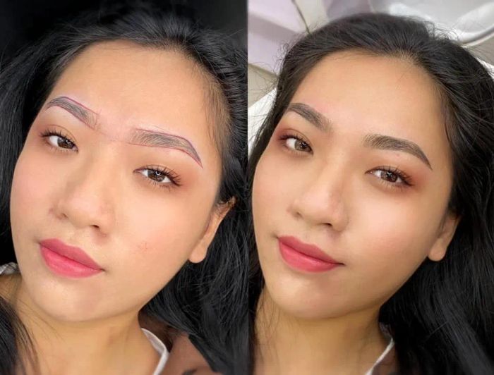 Hình ảnh thực tế kết quả phun xăm tại MOON BROWS