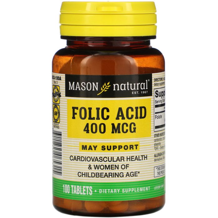 Hình ảnh thực tế Mason Natural Folic Acid 400mcg - thiết kế chuẩn Mỹ