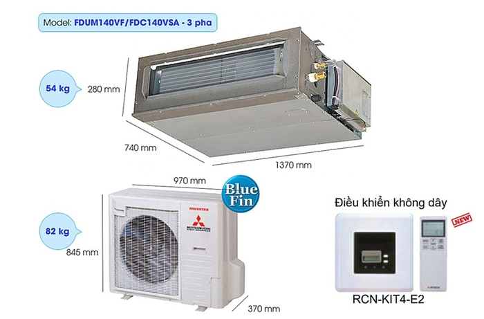 Điều hòa âm trần nối ống gió Mitsubishi Heavy 48000 BTU 2 chiều Inverter FDUM140VF/FDC140VSA