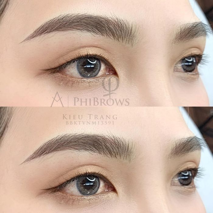 Hình ảnh thực tế quy trình điêu khắc chân mày tại Thẩm Mỹ Kiều Trang Lee