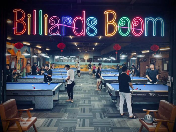 Góc chụp ấn tượng về không gian giải trí tại Boom Billiards