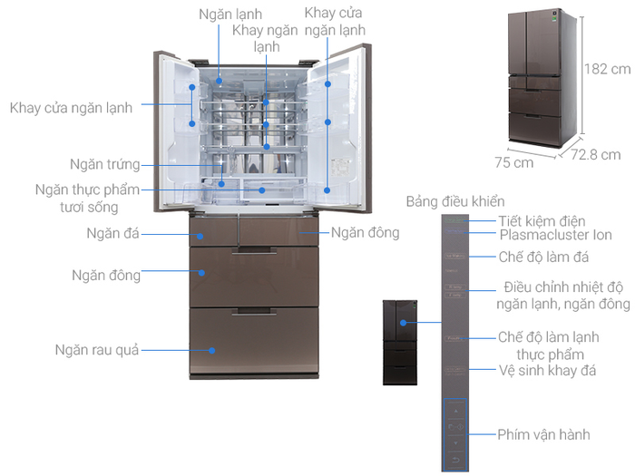 Tủ lạnh Sharp Inverter 601 lít SJ-GF60A-T