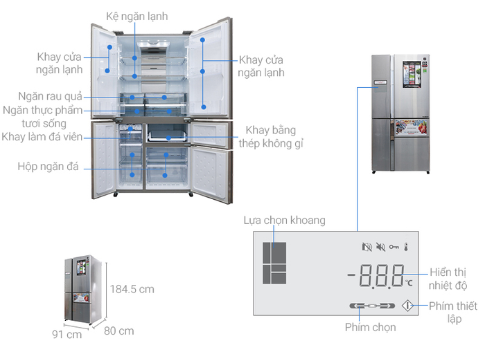 Tủ lạnh Sharp inverter 758 lít SJ-F5X76VM-SL