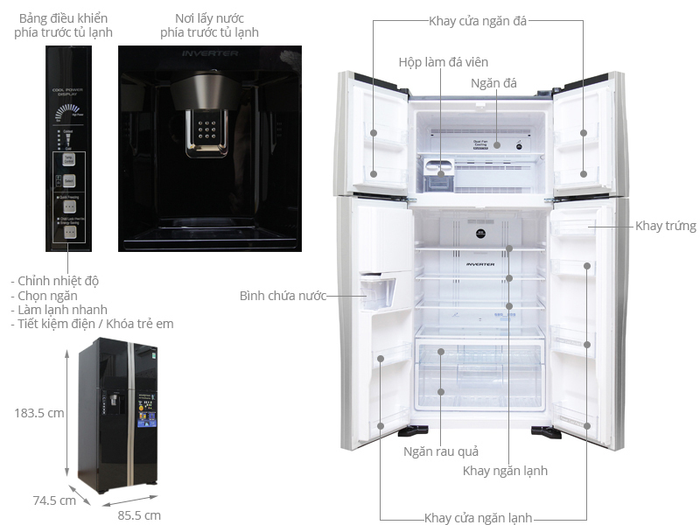 Tủ lạnh Hitachi inverter 540 lít R-W660PGV3 GBW