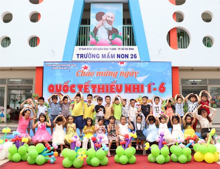 Khuôn viên xanh mát tại Trường Mầm non 26