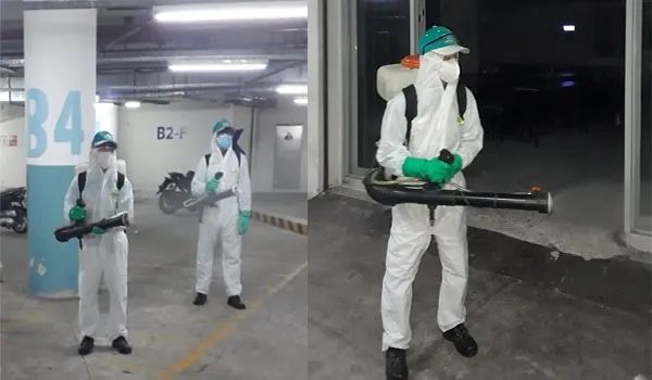 Hình ảnh thực tế quy trình phun khử trùng của A2Z