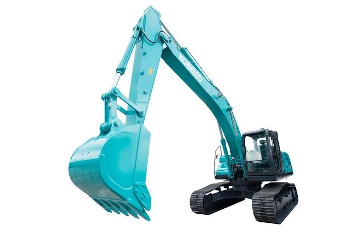 Cận cảnh máy xúc đào Kobelco với thiết kế bánh xích ưu việt