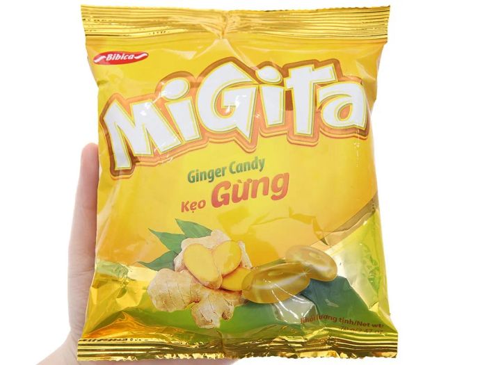 Hình ảnh chân thực Kẹo gừng Migita