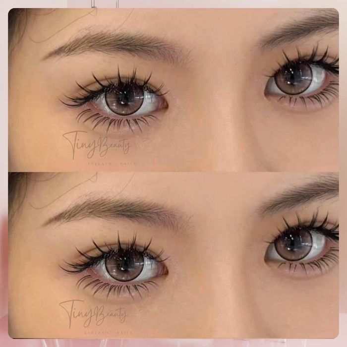 Học viên thực hành kỹ thuật nối mi tại Tiny Beauty