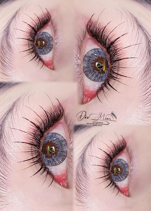 Học viên thực hành kỹ thuật nối mi chuyên nghiệp tại Đào Mini Eyelash