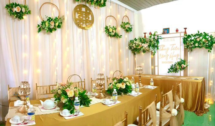 Không gian tiệc cưới sang trọng do Mâm Quả Vàng thực hiện