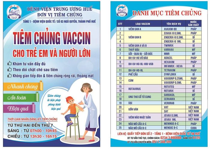 Không gian tiêm chủng hiện đại tại Bệnh viện Quốc tế TW Huế