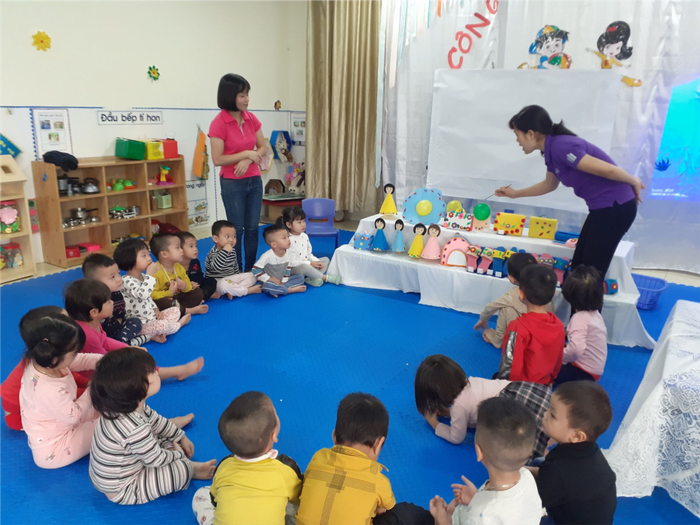 Khuôn viên xanh mát tại Mầm non Dương Quang