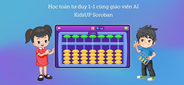 Giao diện sinh động của KidsUP Soroban - Toán tư duy