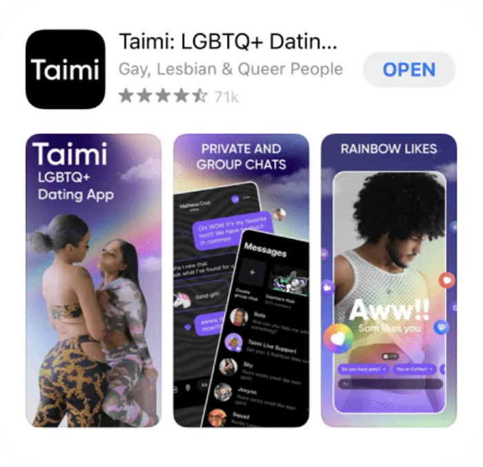 Giao diện Taimi - Không gian kết nối đa sắc màu cho cộng đồng LGBTQ+