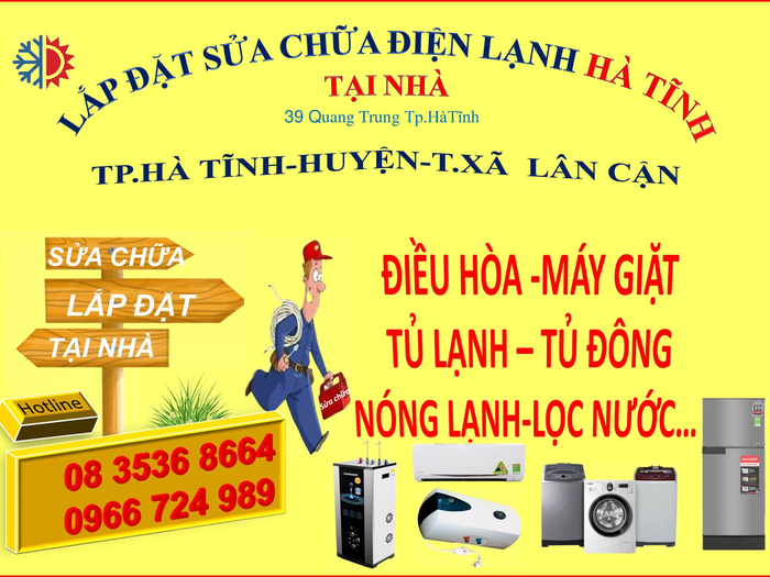 Sửa chữa điều hòa, máy giặt, tủ lạnh, nóng lạnh tại Hà Tĩnh - Hình ảnh 1