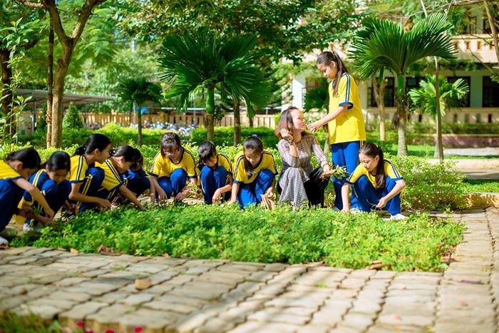 Toàn cảnh khuôn viên xanh mát của THCS Đặng Thai Mai