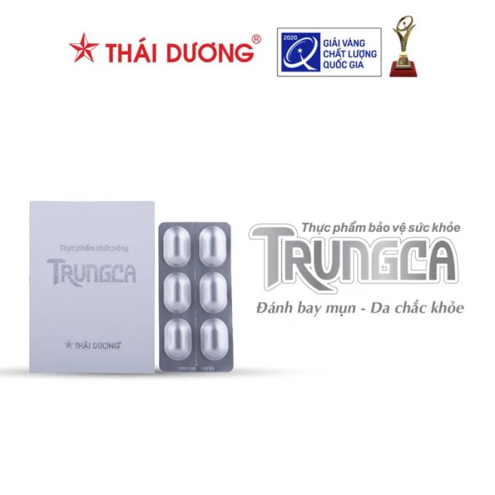 Hình ảnh thực tế viên uống TrungCa - Thiết kế hộp 60 viên sang trọng