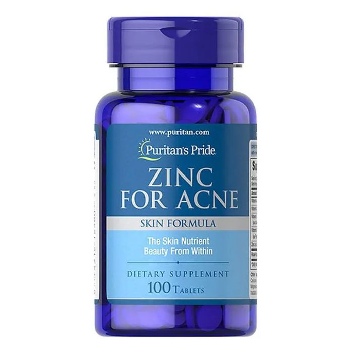 Hình ảnh thực tế viên uống Puritan's Pride Zinc For Acne - Thiết kế chai nhựa 100 viên tiện dụng