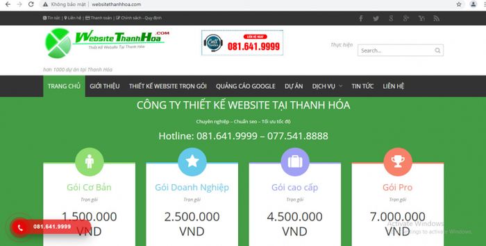 Hình ảnh giao diện website mẫu từ Websitethanhhoa