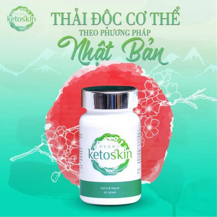 Hình ảnh thực tế viên uống Ketoskin - Thiết kế sang trọng, hộp 60 viên tiện dụng