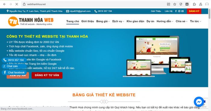 Hình ảnh mẫu website do Thanh Hóa Web thiết kế
