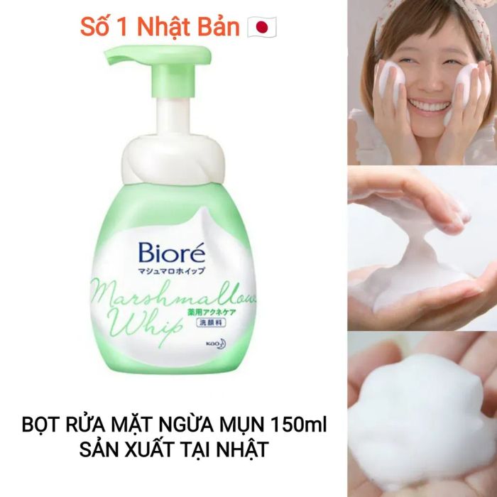Bọt rửa mặt ngừa mụn Biore Marshmallow Whip Acne Care hình ảnh 2