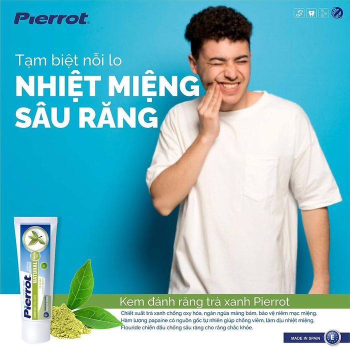 Hình ảnh chân thực kem đánh răng Pierrot trà xanh