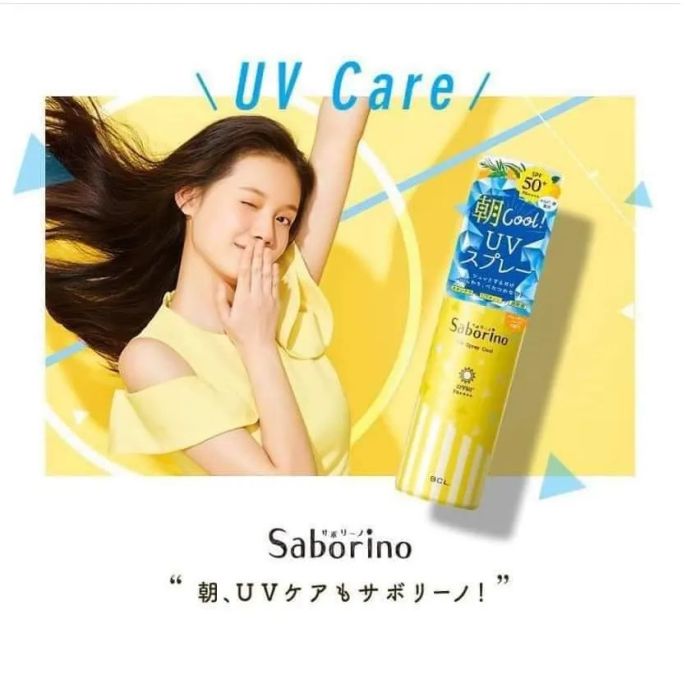 Saborino Morning UV Spray Cool SPF 50+ PA++++ với dạng xịt trong suốt không vệt trắng, thẩm thấu nhanh không gây bết dính.