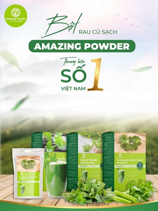 Hình ảnh thực tế bột rau má Amazing Powder - Màu sắc tự nhiên, tinh khiết