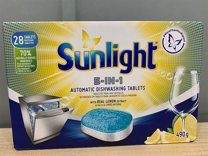 Hình ảnh thực tế viên rửa chén Sunlight 5 in 1