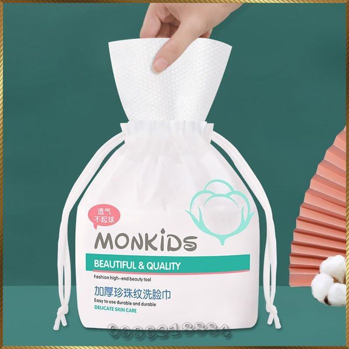 Khăn lau mặt mềm khô & ẩm dùng 1 lần chăm sóc da Monkids ảnh 1